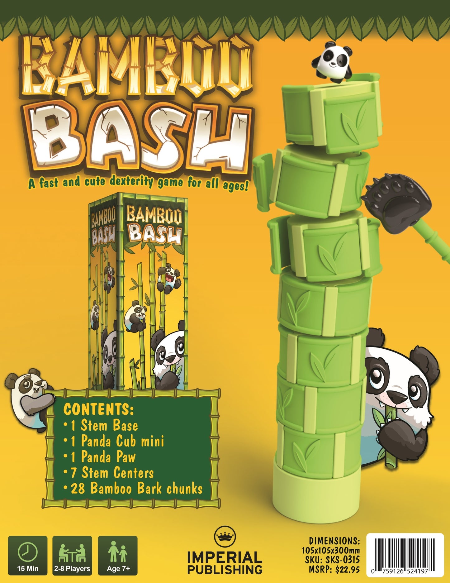 Bamboo Bash 2-8 Player Panda Dexterity Game (Imperial Publishing)