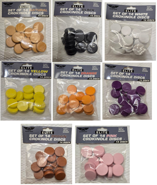 ELITE 14 Count Crokinole Discs (Choose from 10 colors) + Scoring Peg