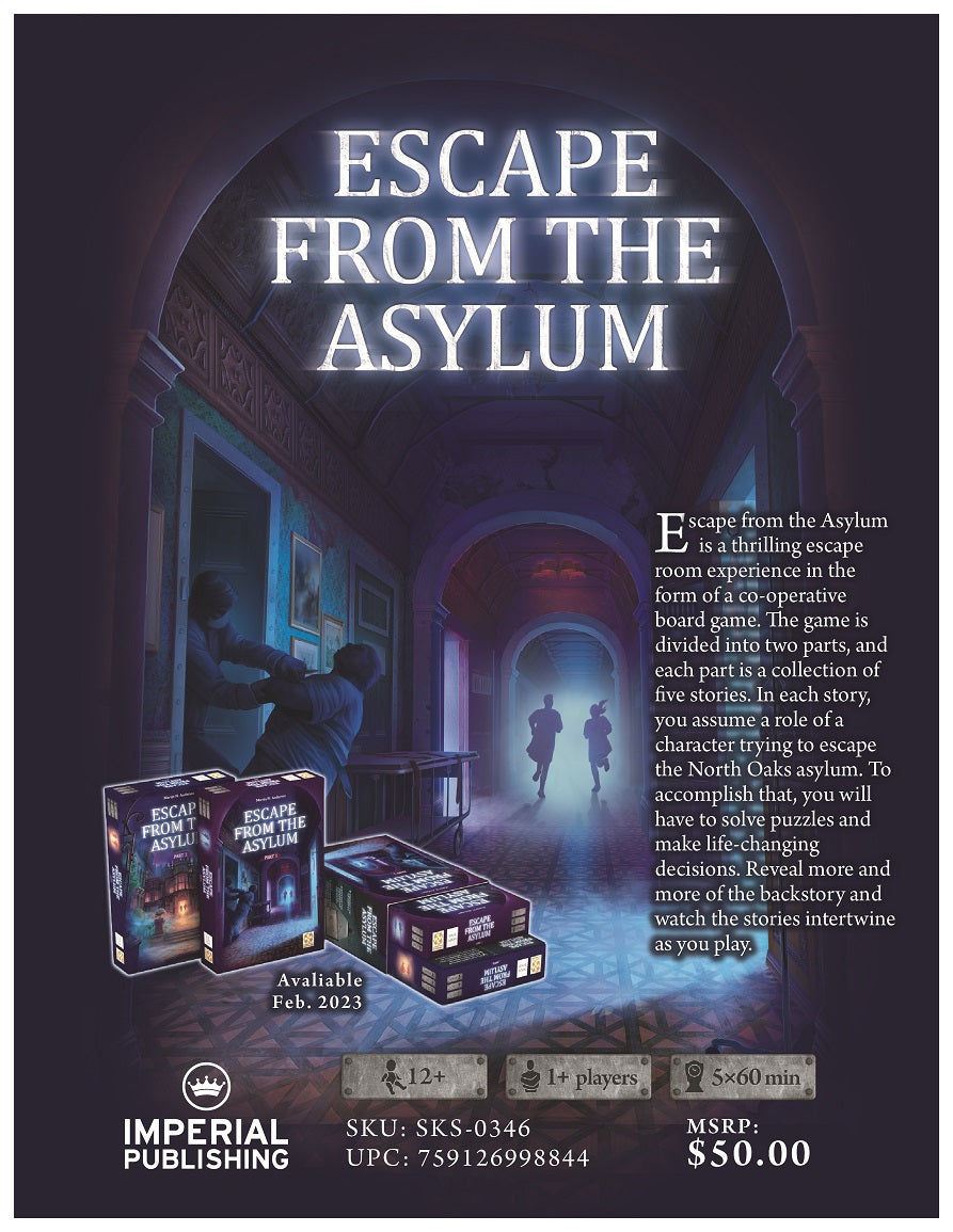 STANDARD EDITION Escape from the Asylum 1-6 Player Cooperative Game (Imperial Publishing)