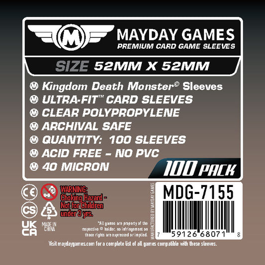 "Kingdom Death Monster" Compatible Card Sleeves (52x52mm) Premium 7160 or Standard 7155