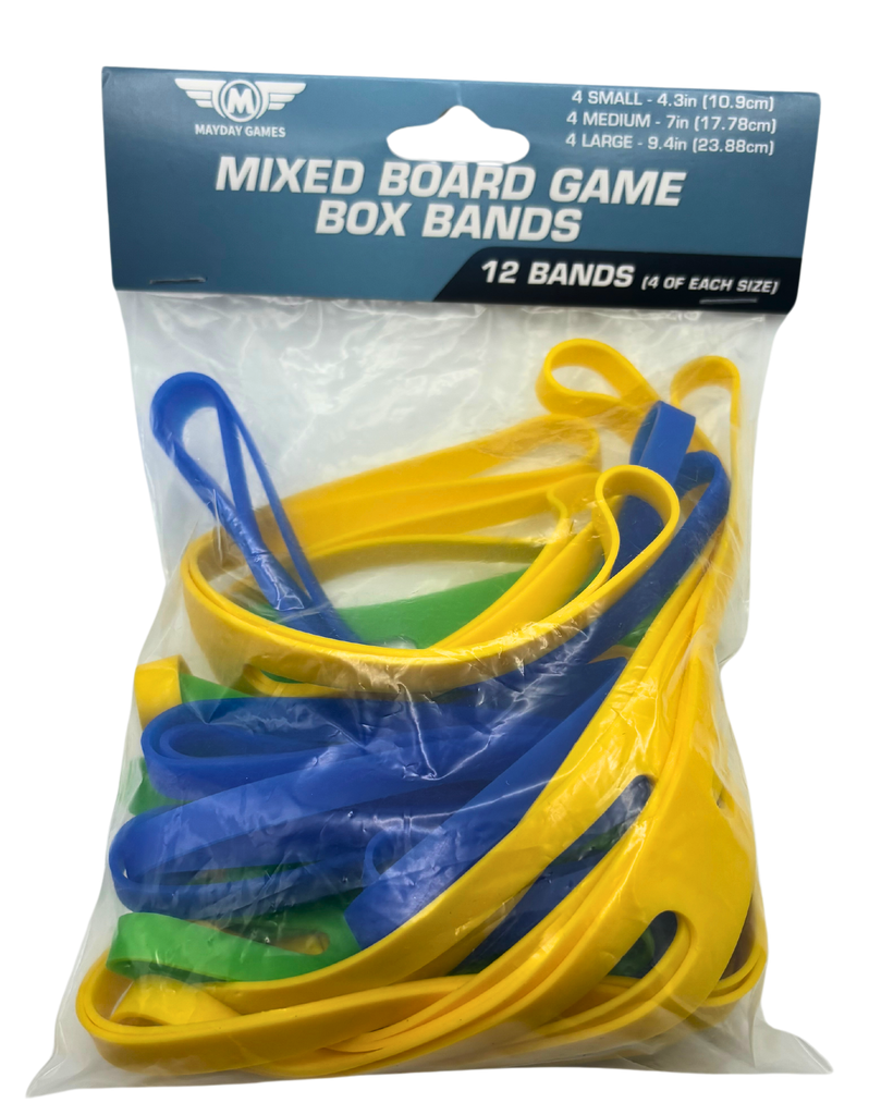 12 Pack of Mixed Board Game Box Bands (4 of each Small, Medium, Large) PREORDER