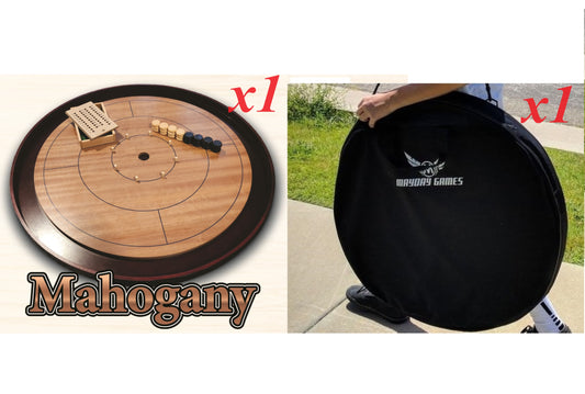 Mahogany Tournament Edition Crokinole Board 2024 + Black Carrying Case