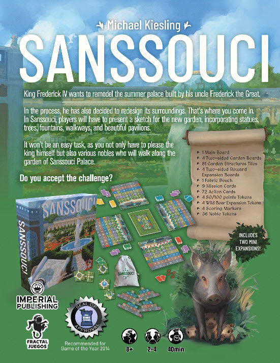 Sanssouci Board Game by Michael Keisling 2-4 Players (Imperial Publishing)