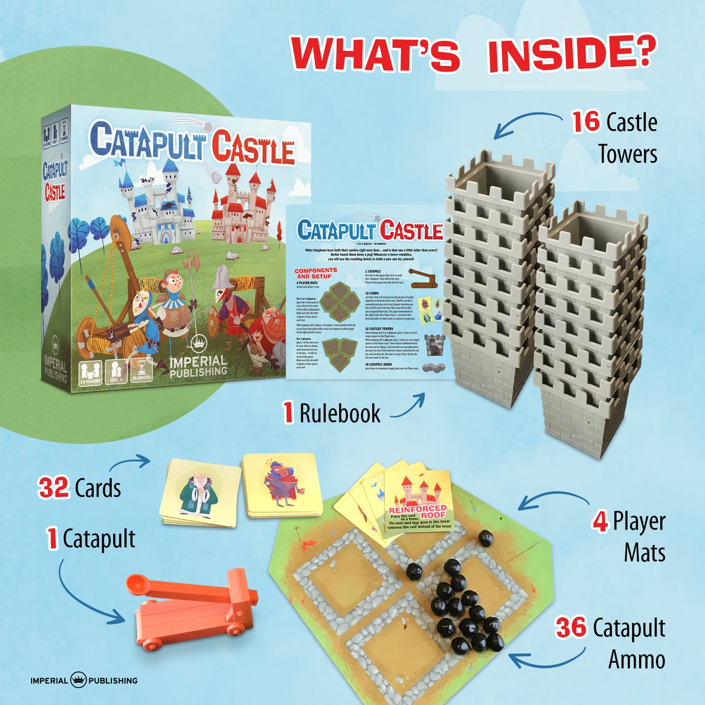 Catapult Castle 1-4 Player Medieval Dexterity Game (Imperial Publishing)