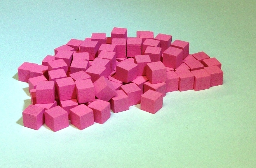 8 MM Wooden Cubes -100 Pack -Pink