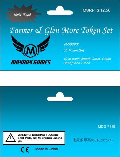 Farmer And Glen (Glen More) Wooden Token Set (50 wooden tokens)